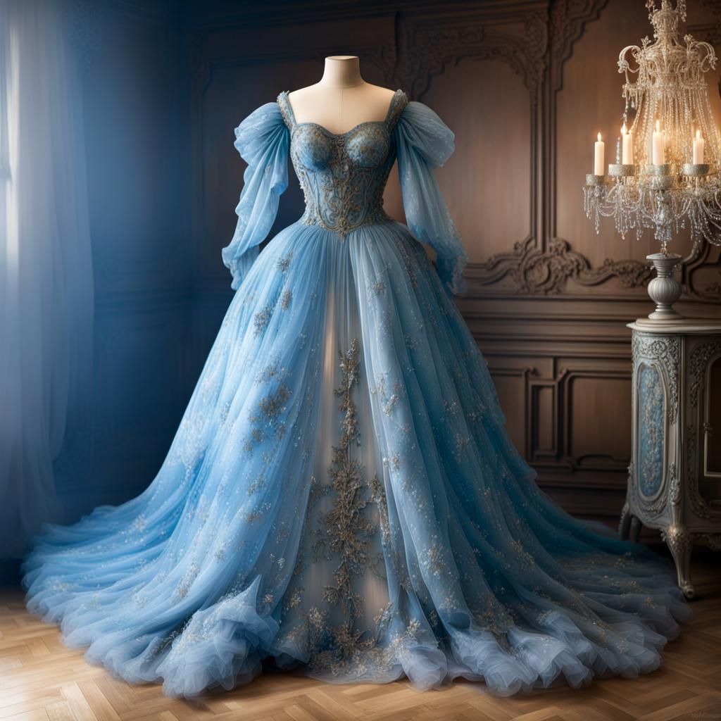 Rococo Princess Dress with Wings on Dress Form