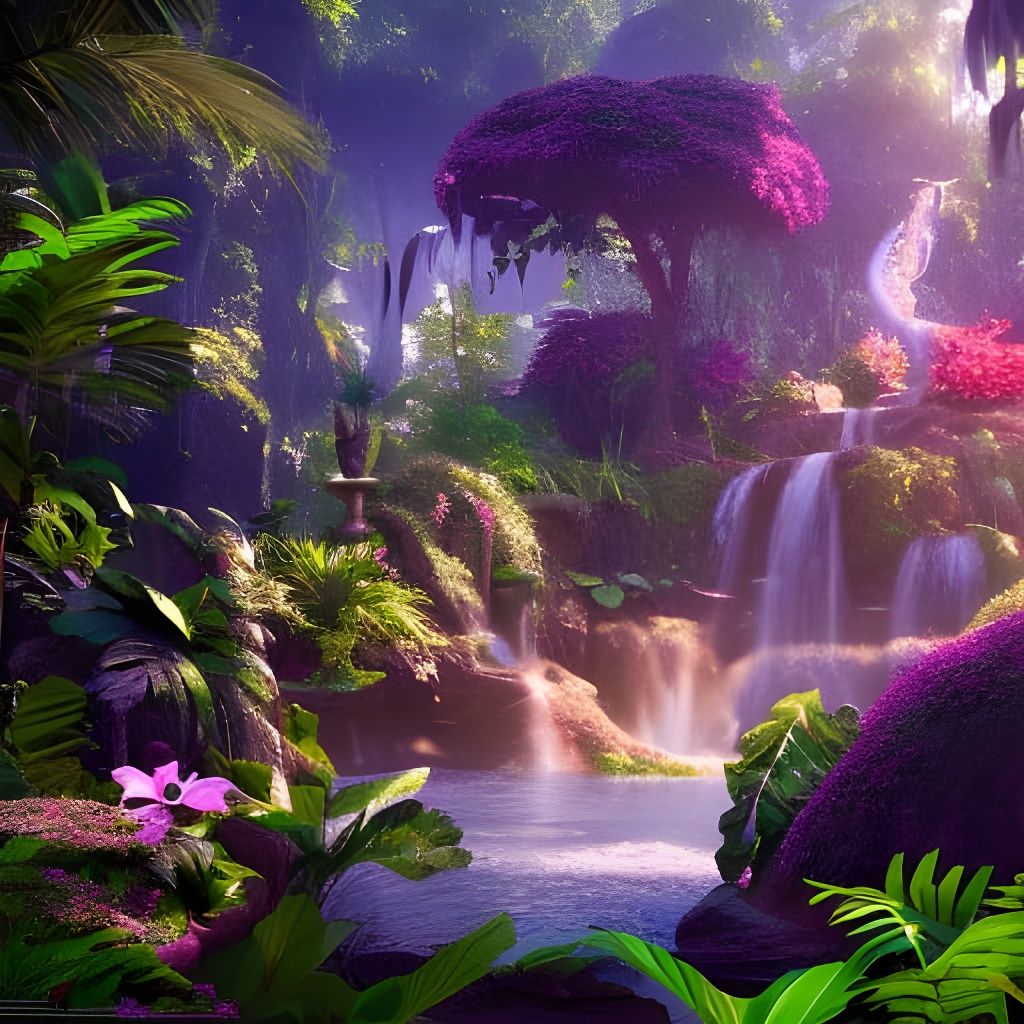 Radiant Jungle Spring Landscape in Detailed Digital Art