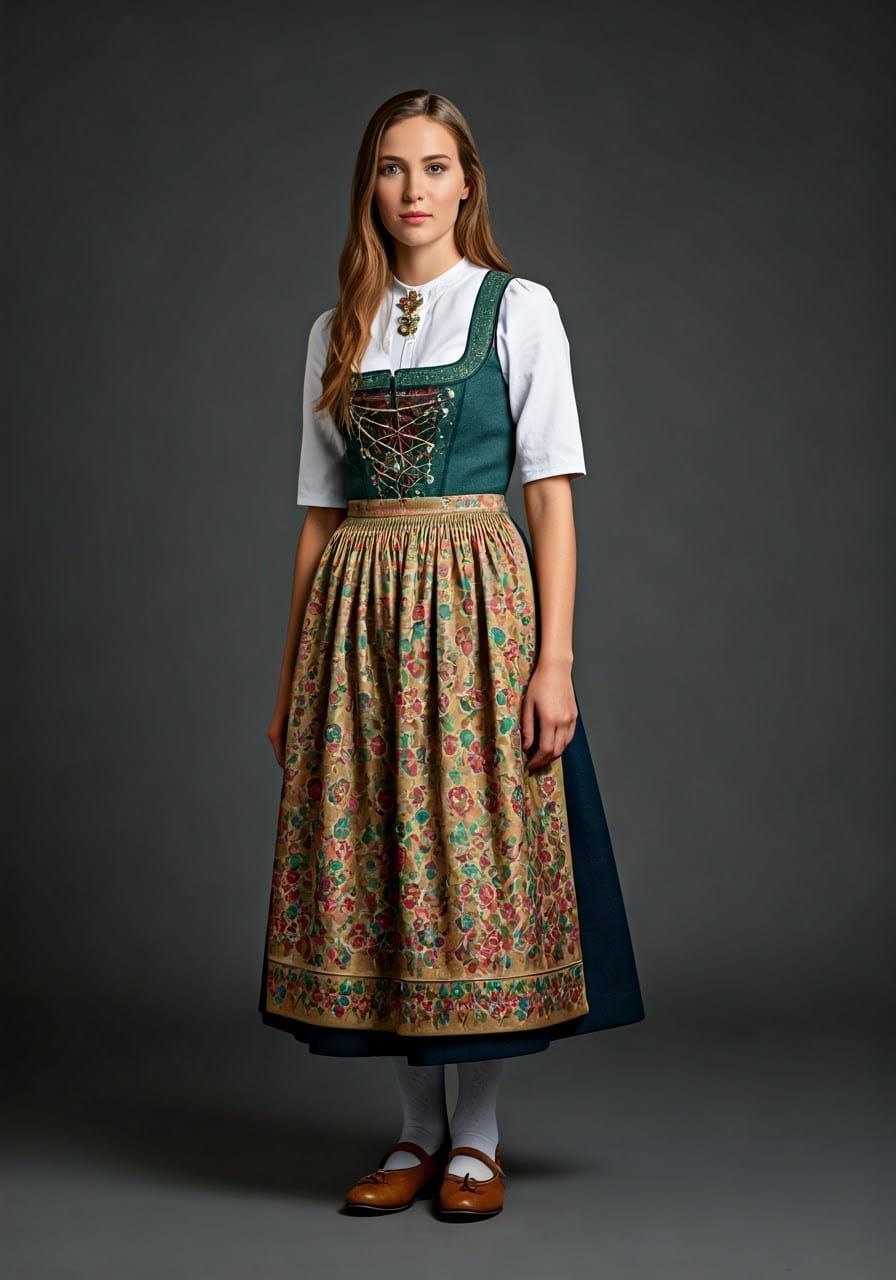 Elegant Swiss Woman in Traditional Tracht Attire