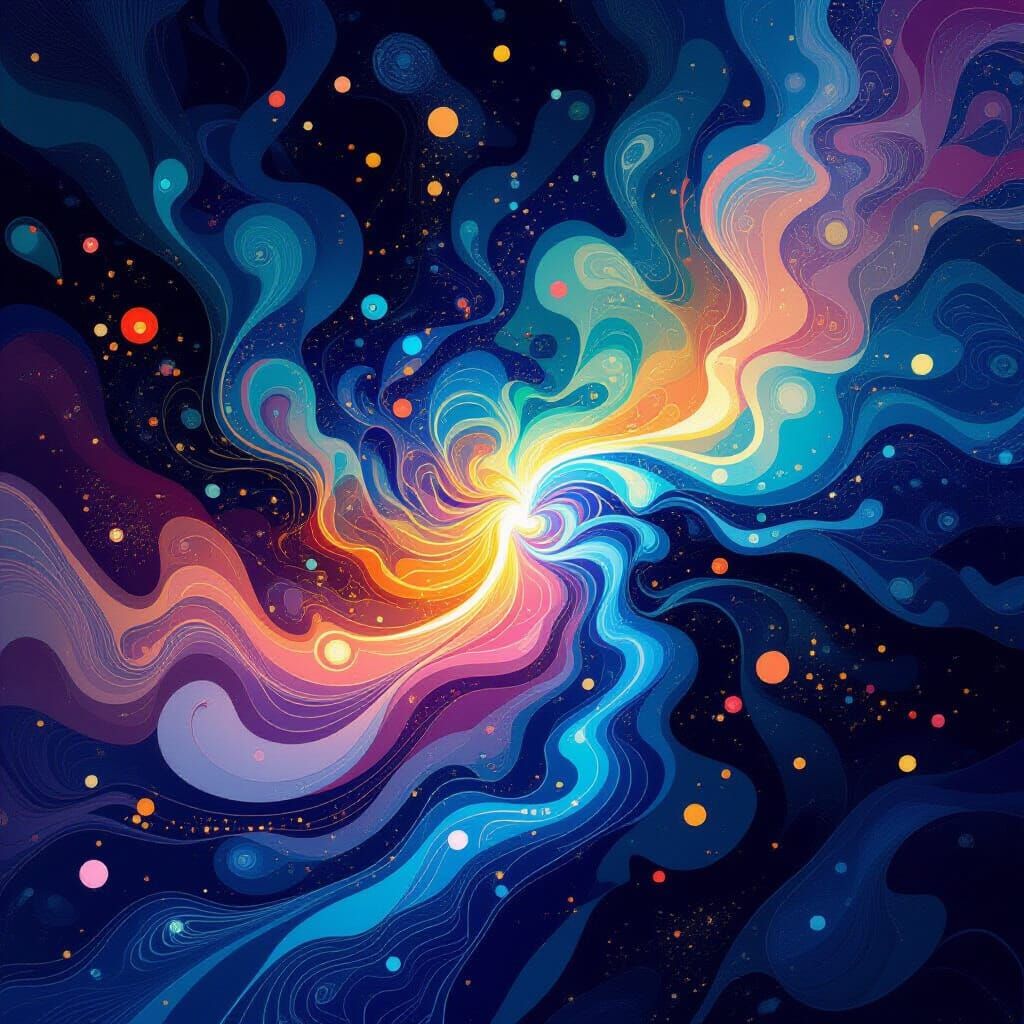 Abstract Swirling Colors with Ethereal Light Trails