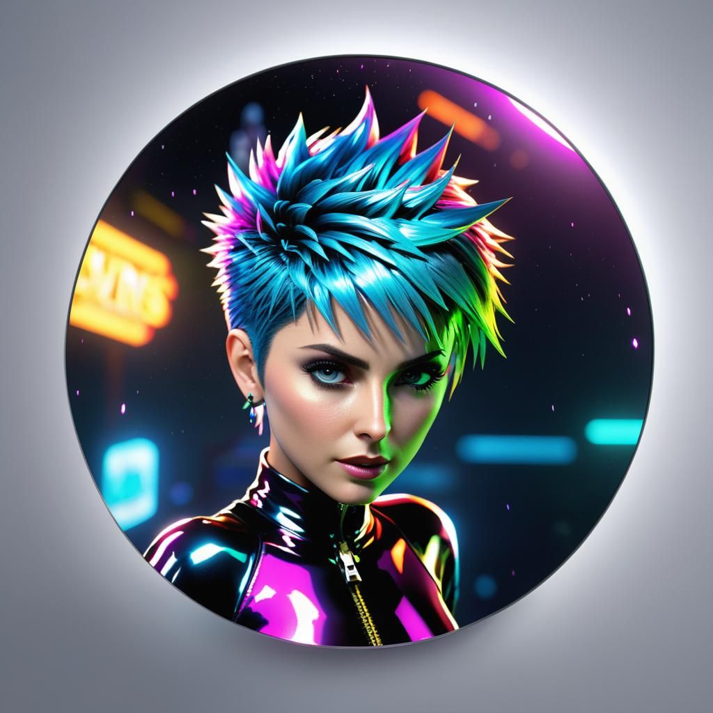 Intricately Detailed 3D Rendering of Punk Woman