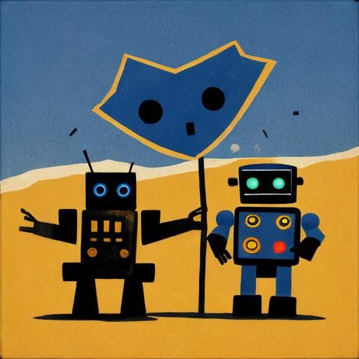Cute Robots in the Style of Folk Art
