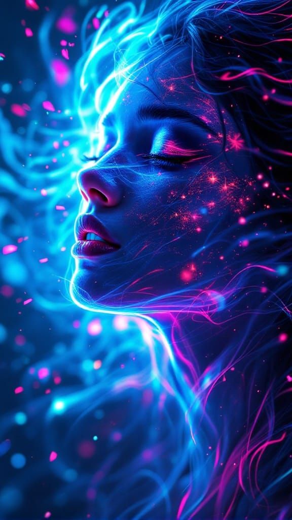 Neon Goddess in Cyberpunk Elegance