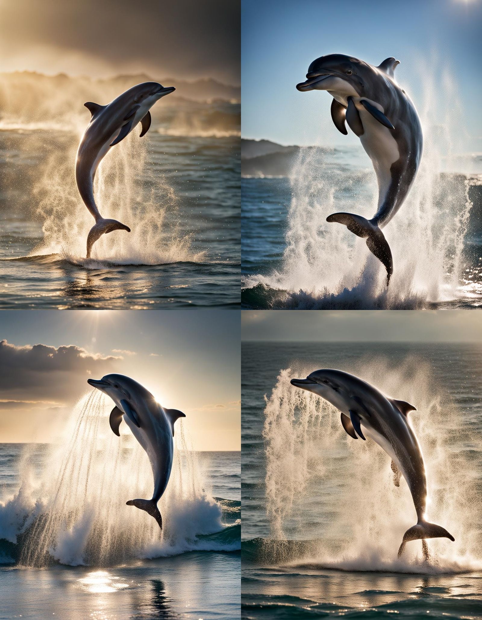 Dolphin Leaping in Pacific Ocean Spray