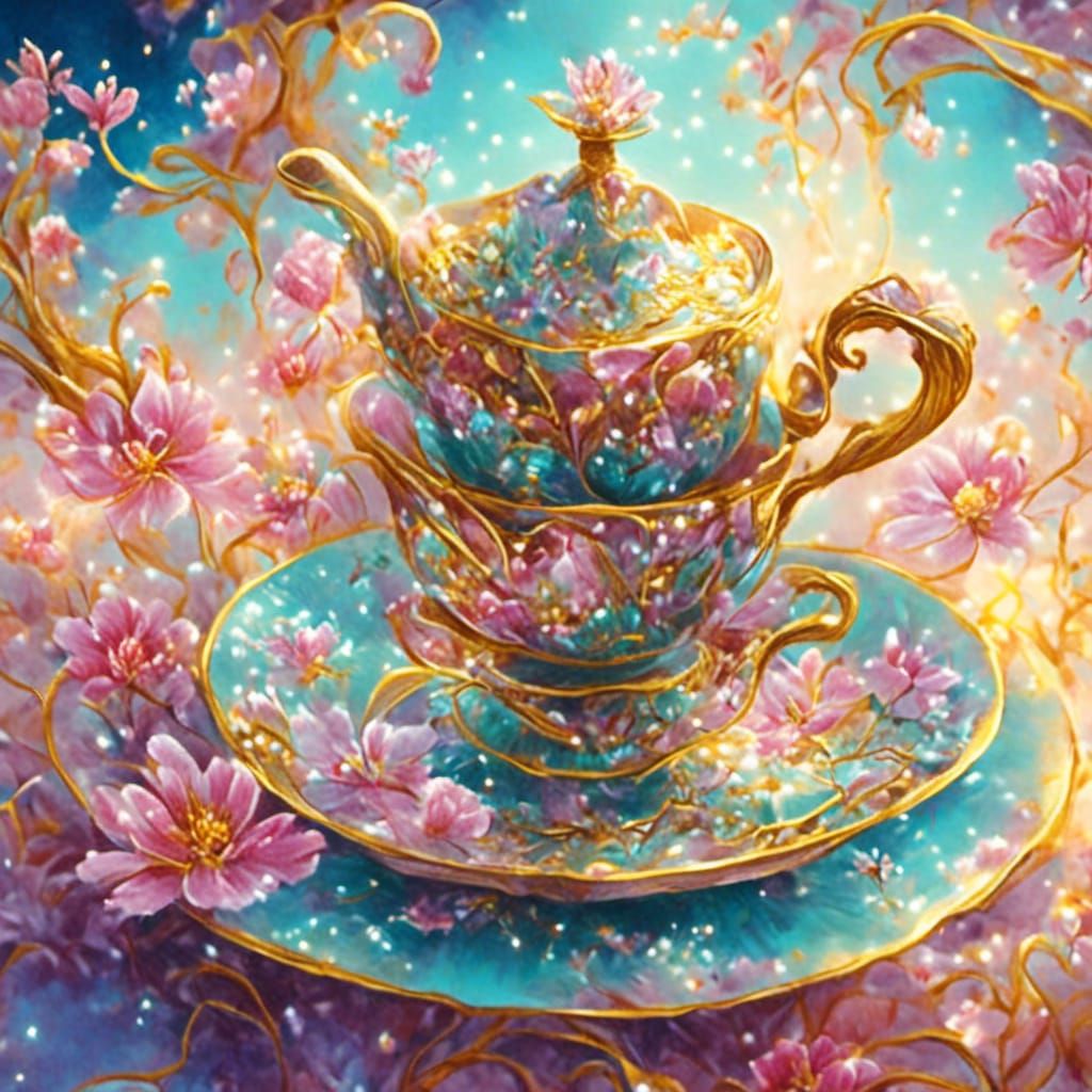 Elegant Teacup and Teapot Still Life