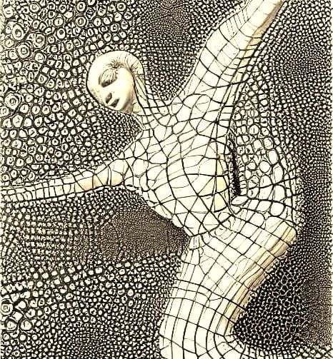 Ballet Dancer Sculpture with Alcohol Inks and Shadows