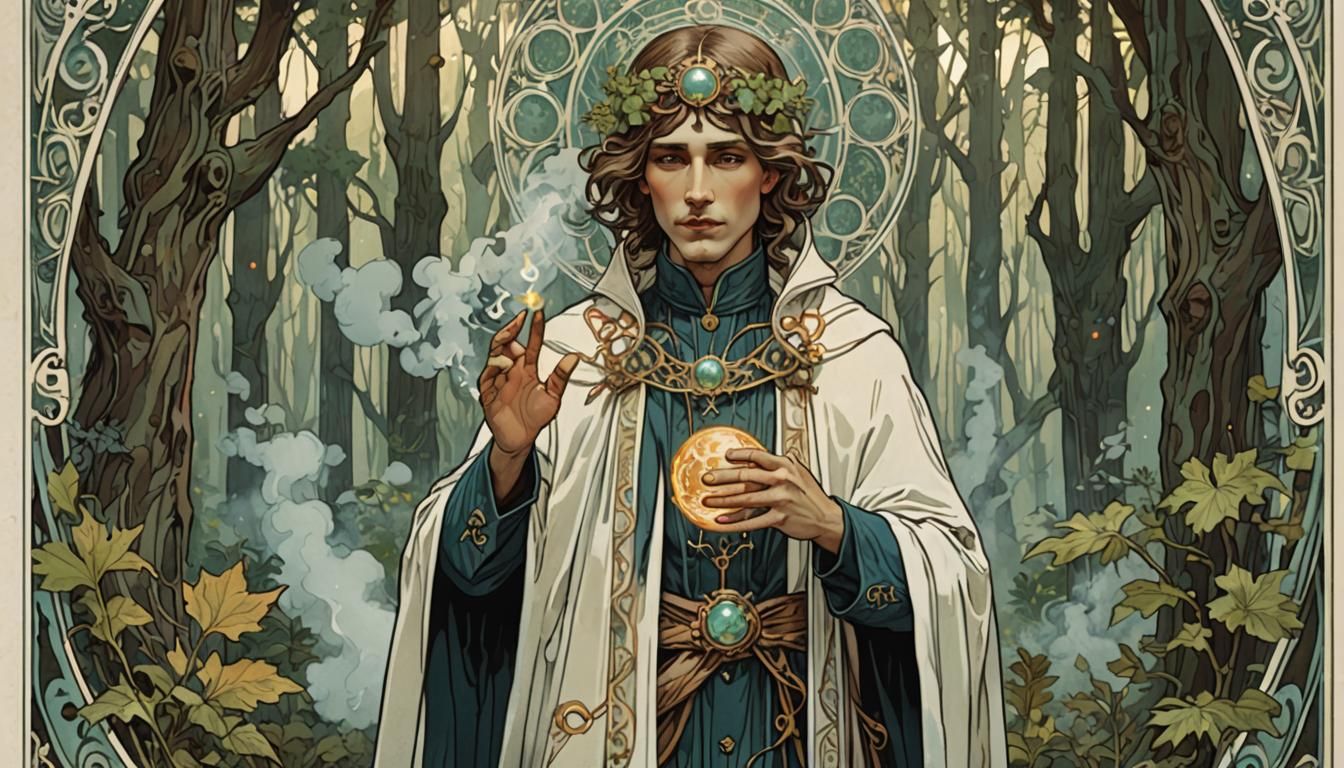 Futuristic Magician in Art Nouveau Style