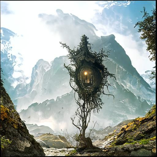 Mystical Wolf Tree Mountain with Threatening Hollow