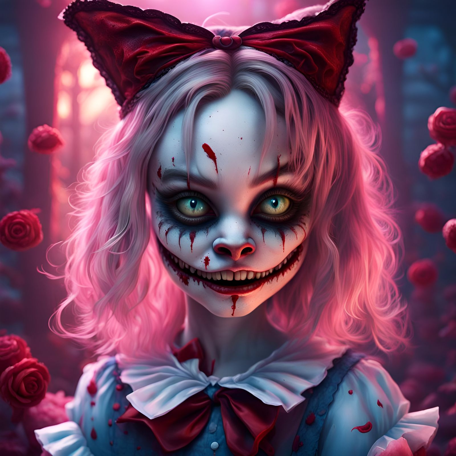 Creepy Alice in Wonderland Portrait in Digital Art