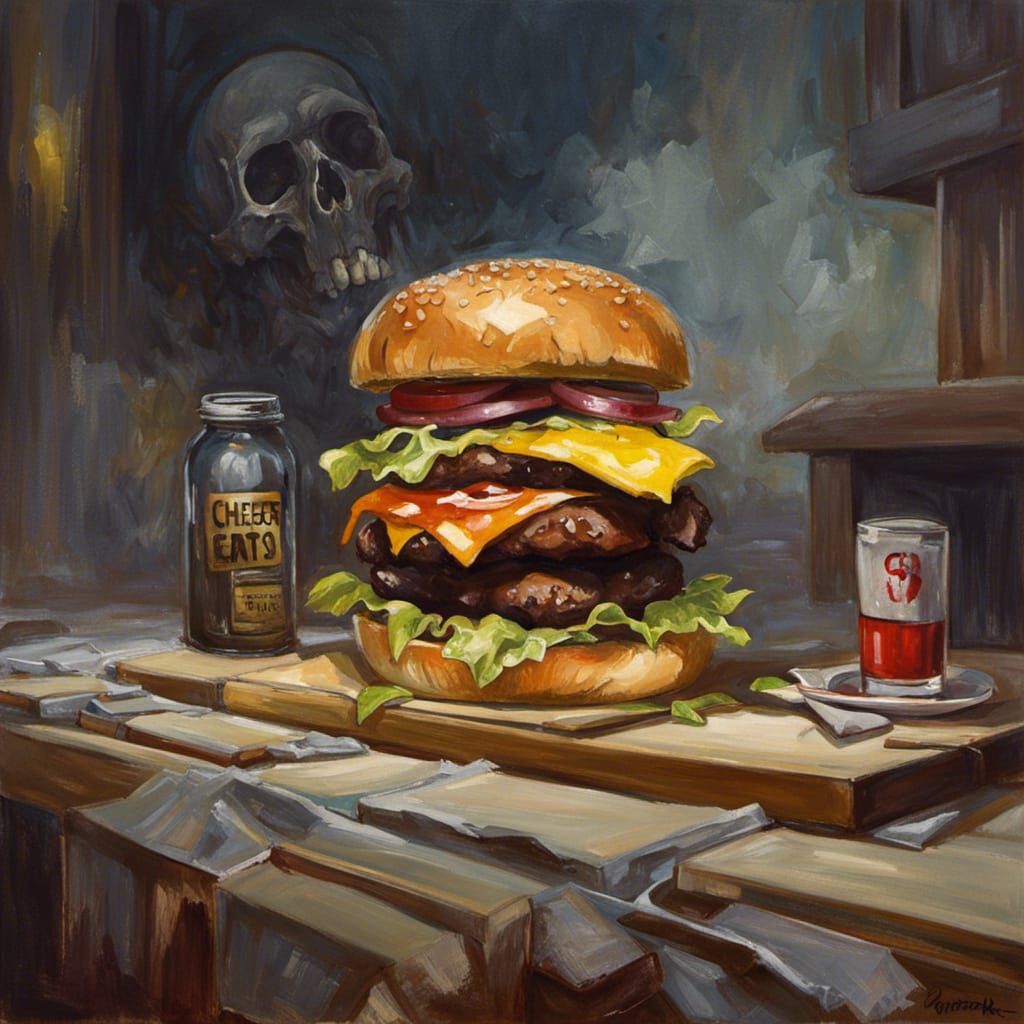 Sinister Cheeseburger Eats You, Greg Rutkowski Style