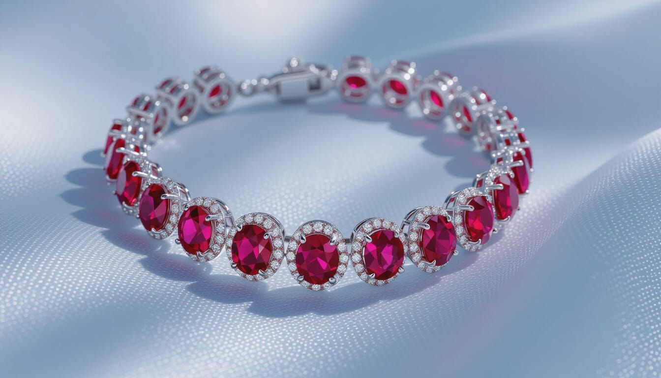 Regal Ruby and Diamond Necklace in Hyperrealistic 3D Style