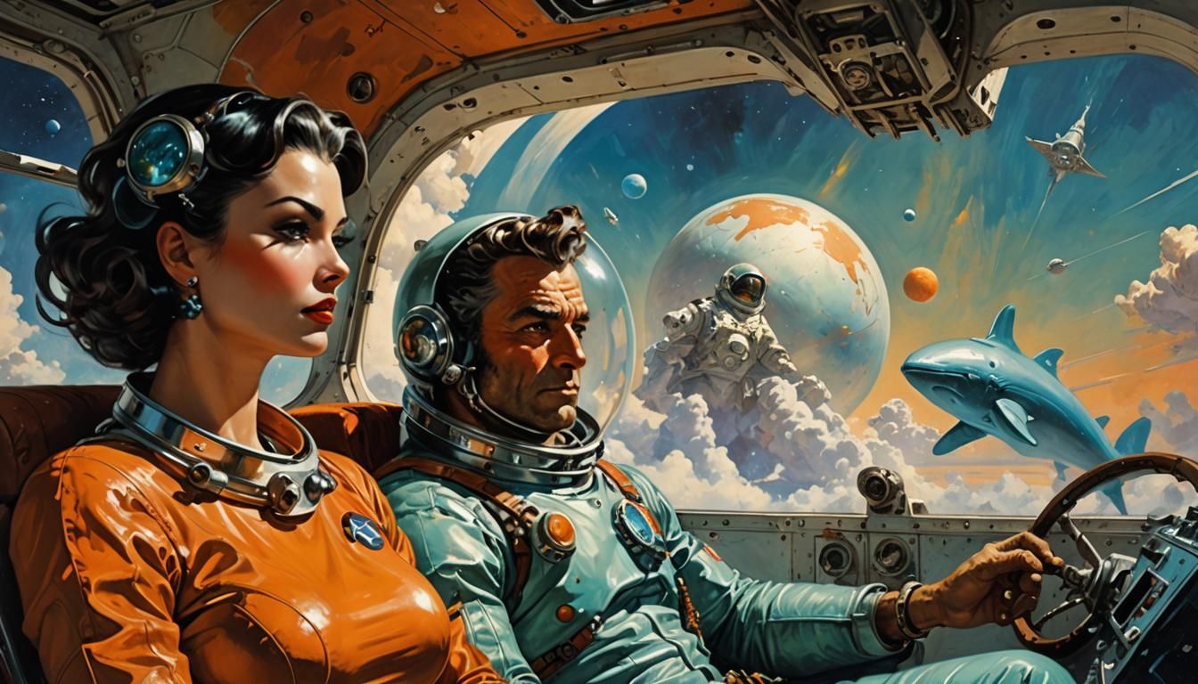 John Sinclair and Brenda taking a cruise in his new model TH...