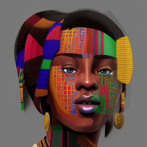 Kente Cloth Portrait in Hyperdetailed Style