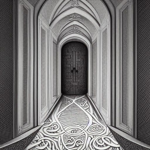Surreal Bone Labyrinth in Escher Style