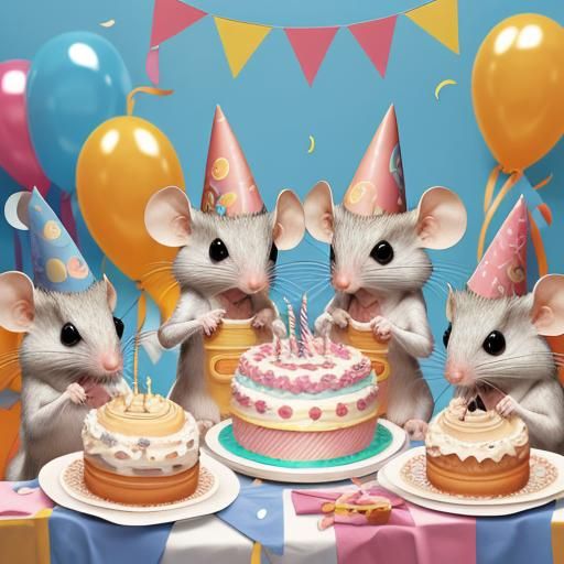 Mice having a birthday party