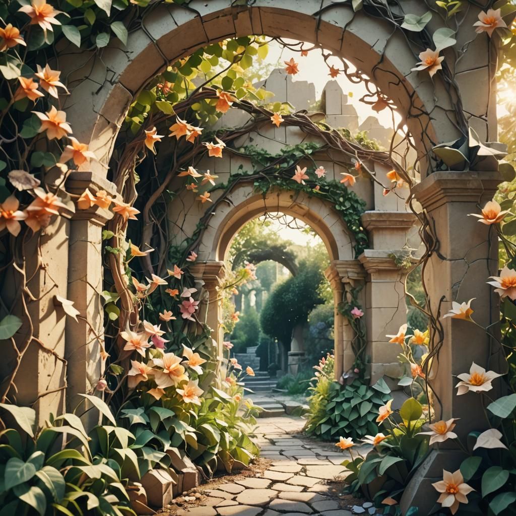 Melancholic Papercraft Garden in Soft Focus