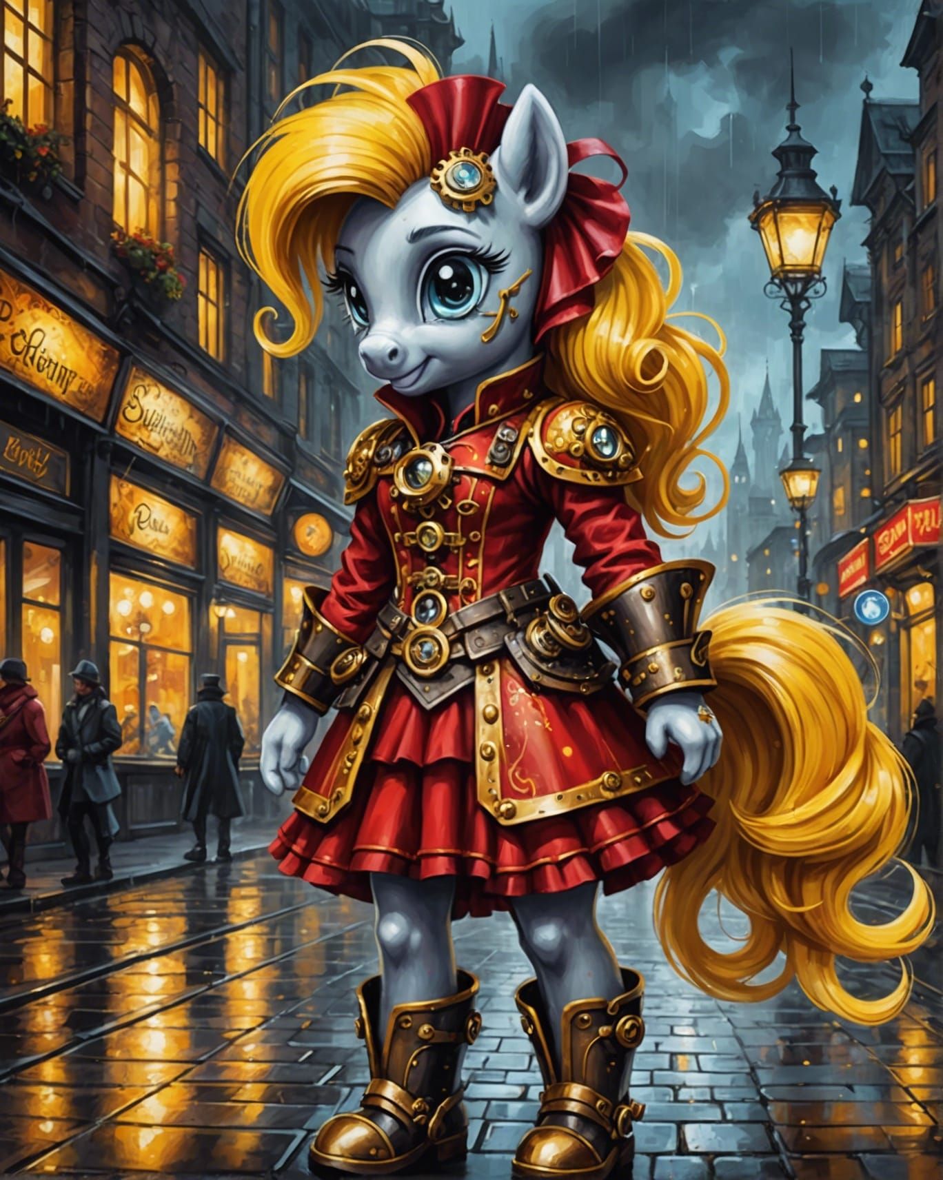 Steampunk My Little Pony in Vivid Oil Painting
