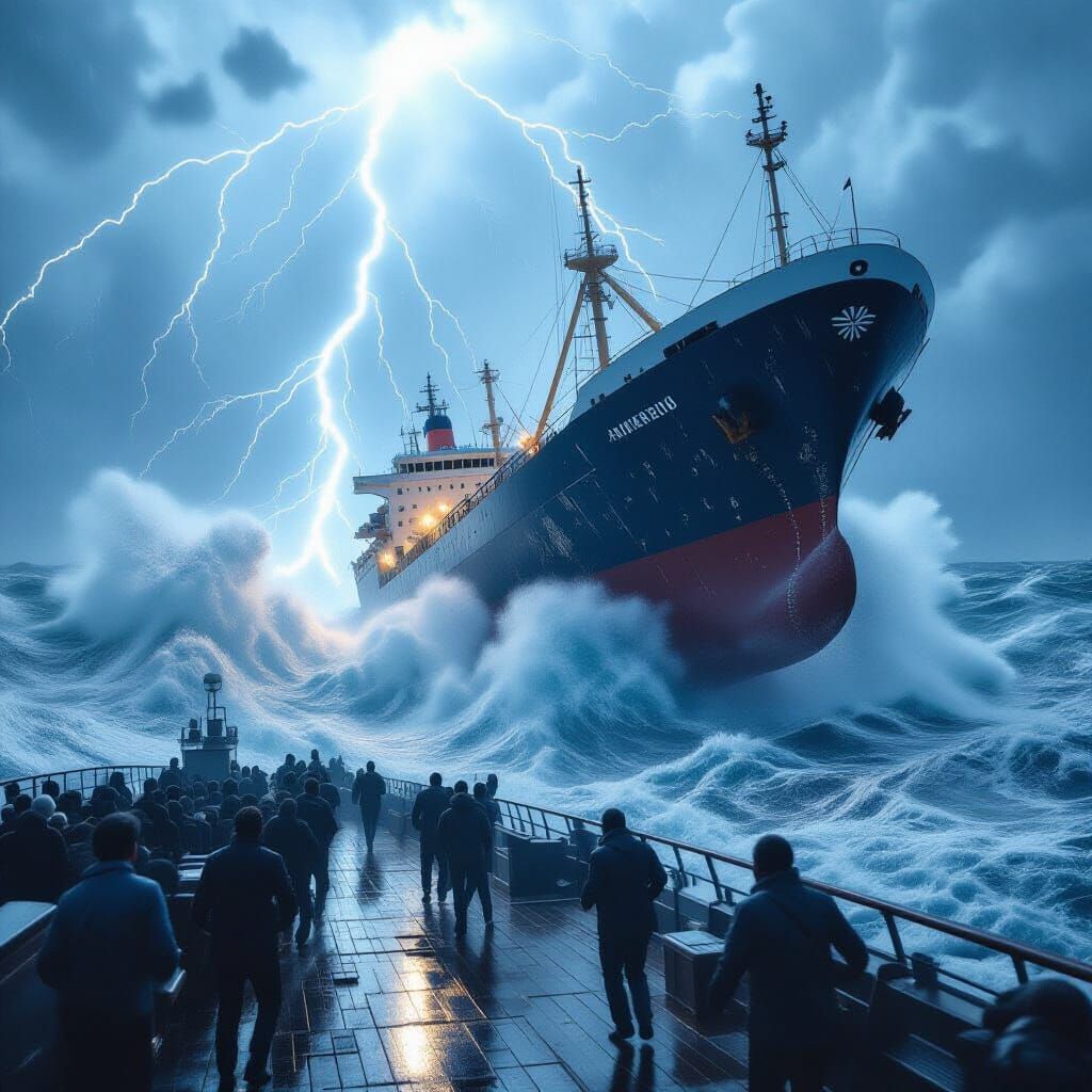 Shipwreck in a Raging Storm: Ultra-Realistic Rendering