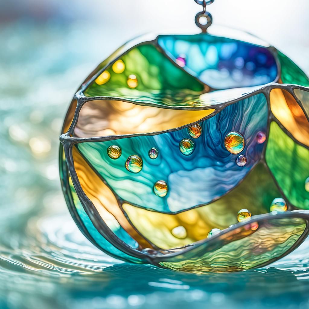 Stained Glass Star Suspended in Water