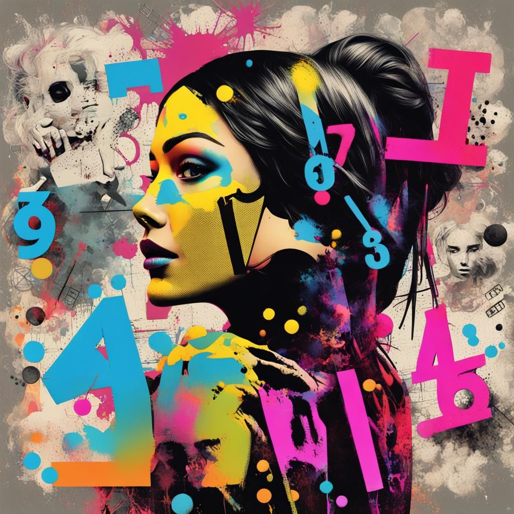 Pop Art Collage with Stencil Letters