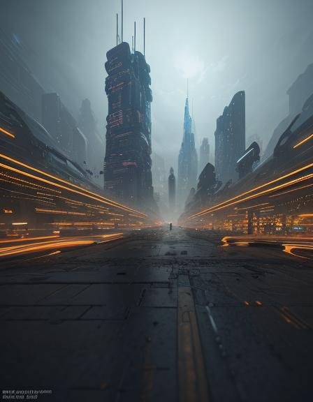 Futuristic Metropolis in 3D Sci-Fi Concept Art