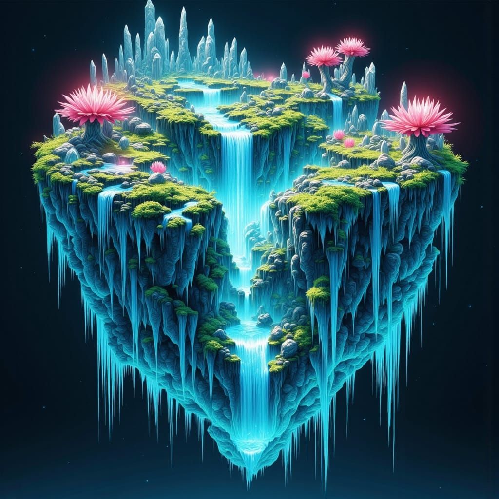 Surreal Island of Liquid Light Waterfalls