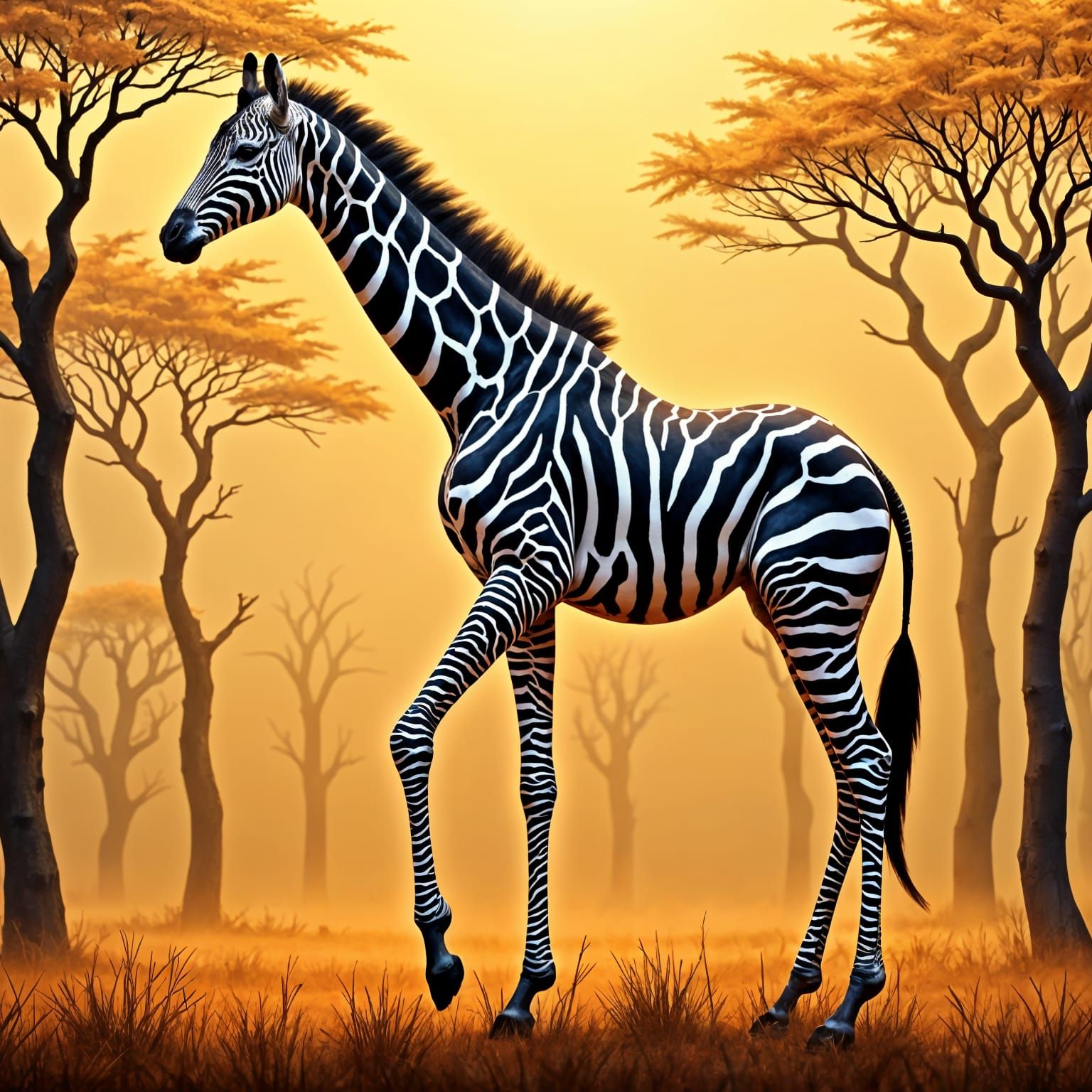Zebra Striped Giraffe Hybrid Creature