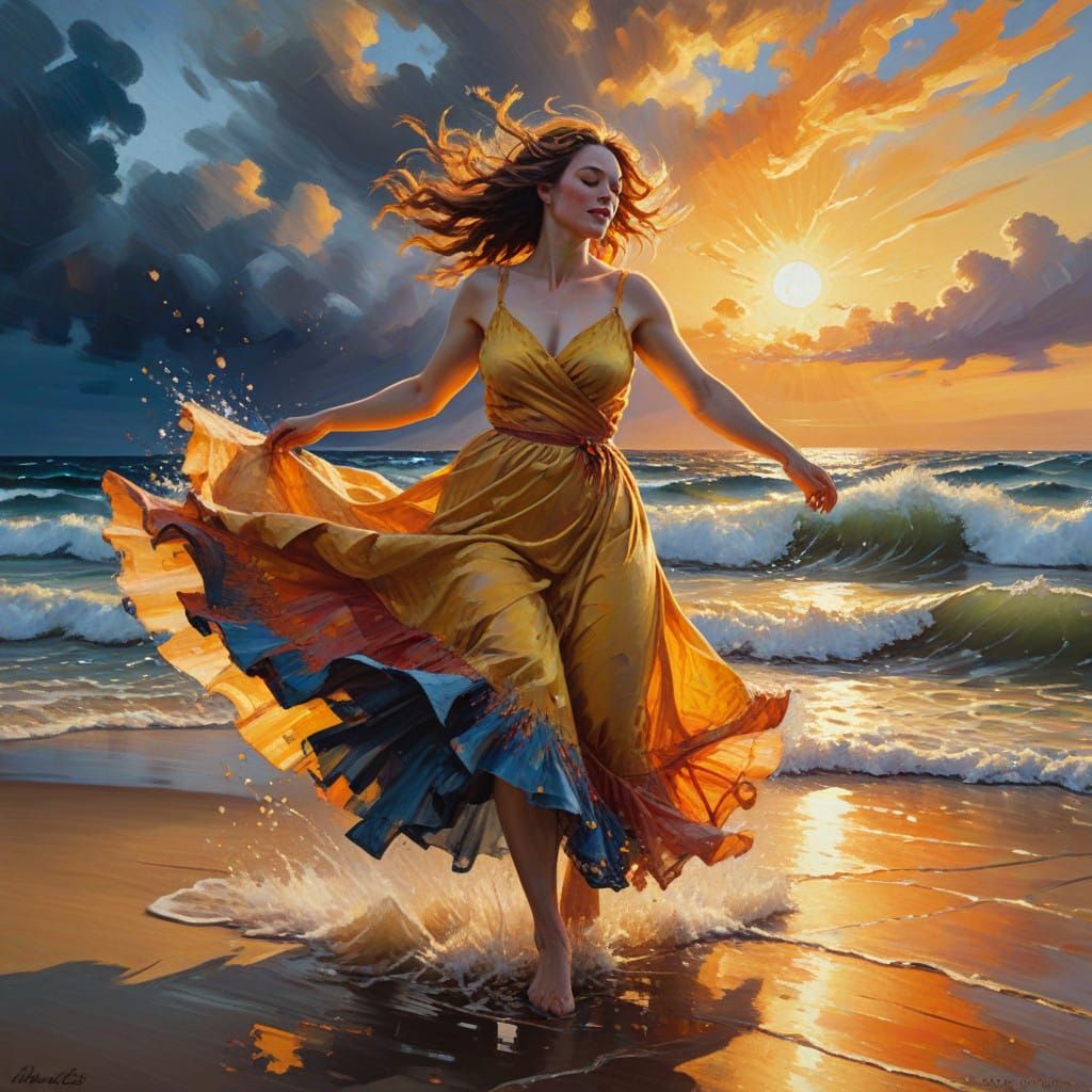 Neo Impressionist Beach Dance