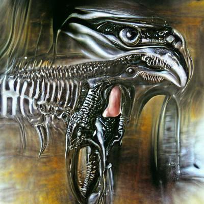 Biomechanical Tyrannosaurus Rex in Surreal Style
