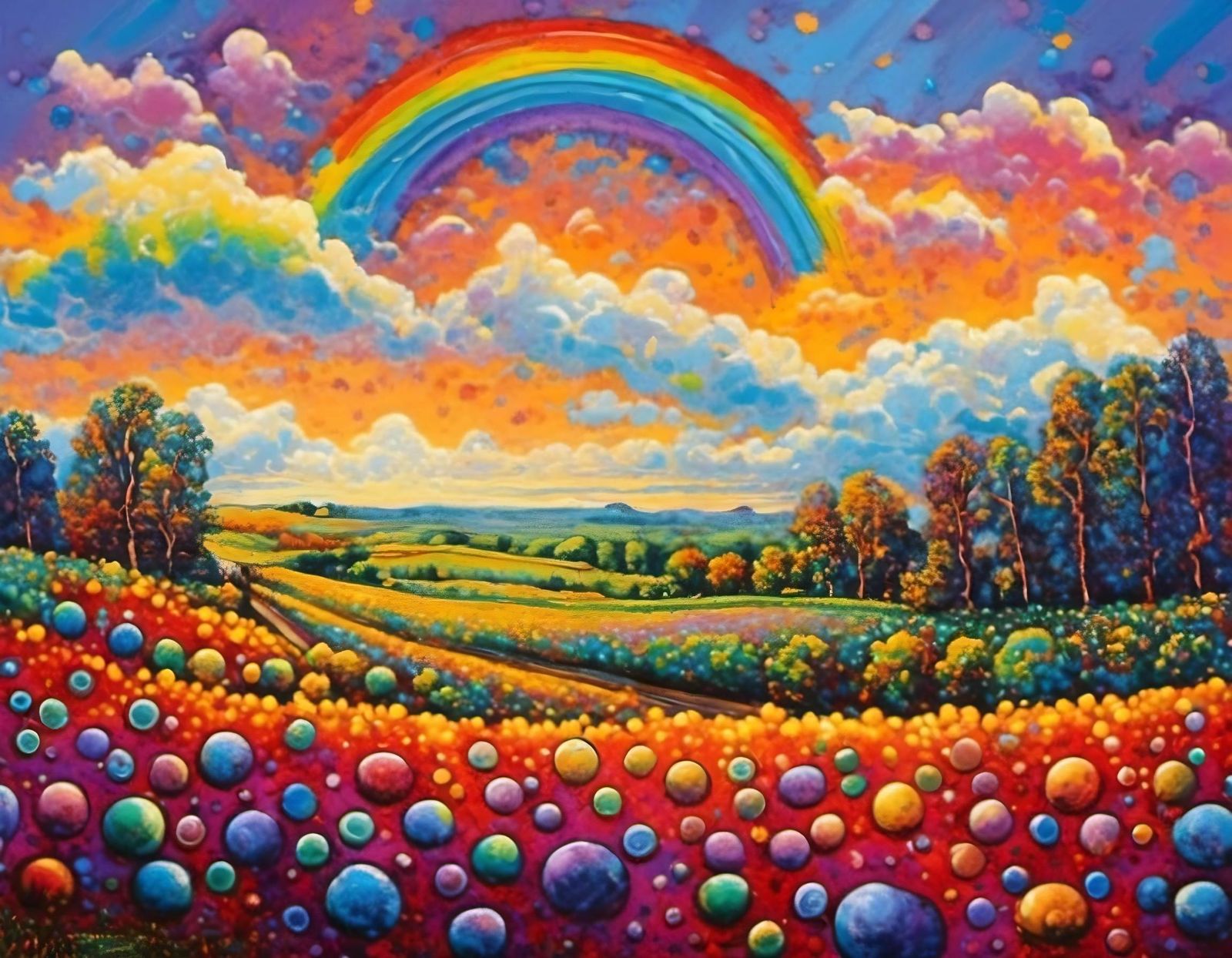 Rainbow Colors in Neo-Impressionist Oil Painting