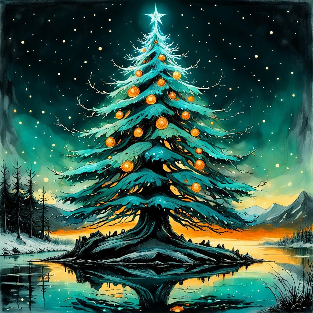 MAGIC CHRISTMAS TREE AT LAKE