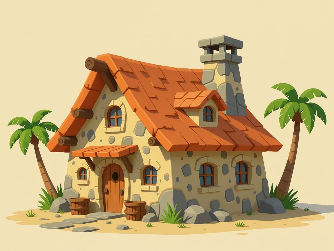 Prehistoric Fred Flinstone's House in Meticulous Primitivist...