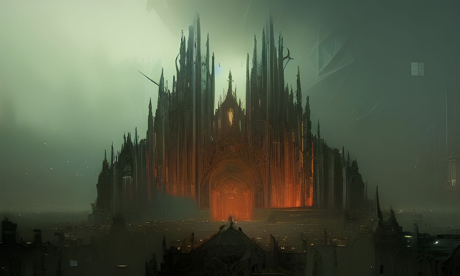 Demonic Cathedral: A Matte Painting of Corruption