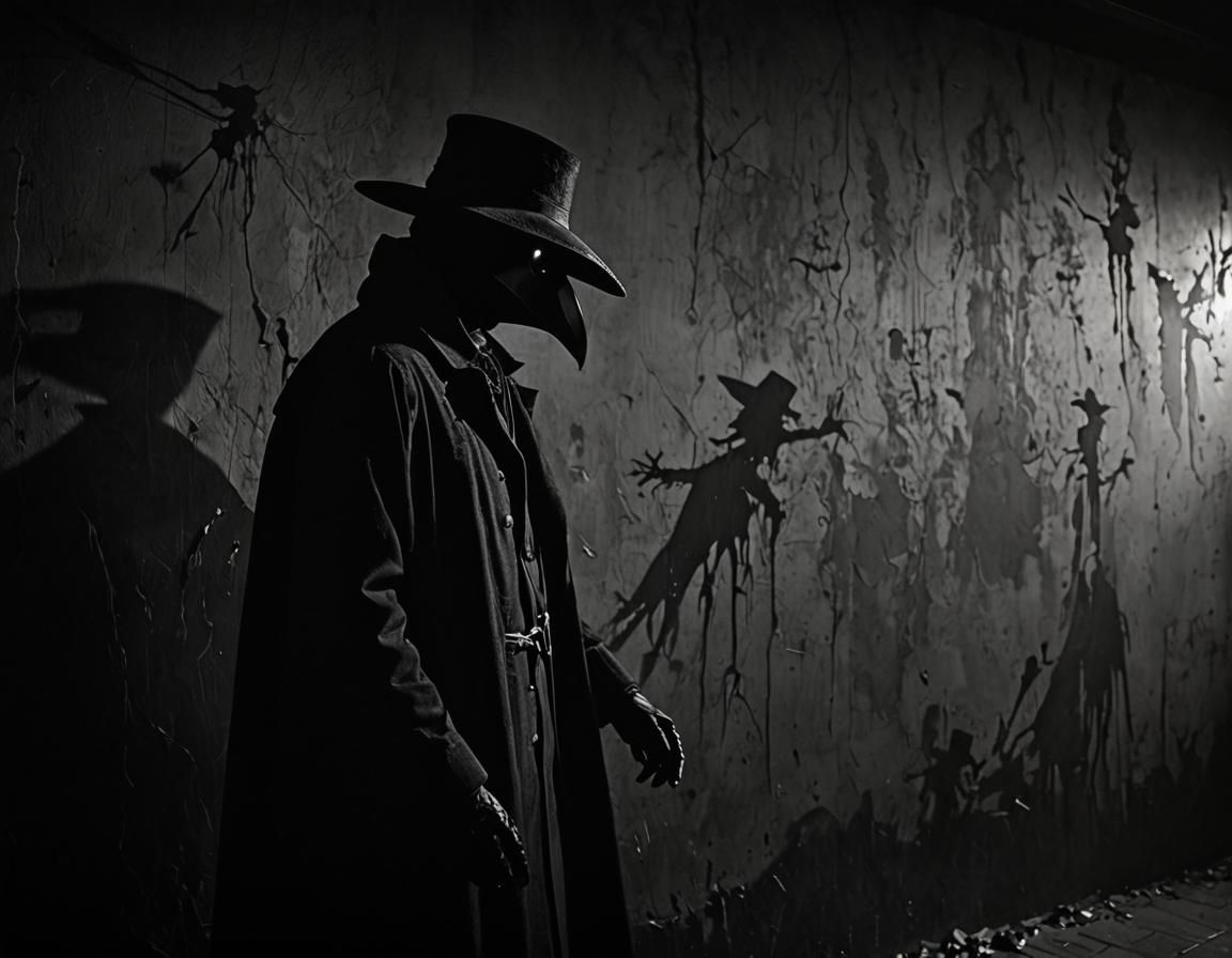 Eerie Plague Doctor in Noir Shadows