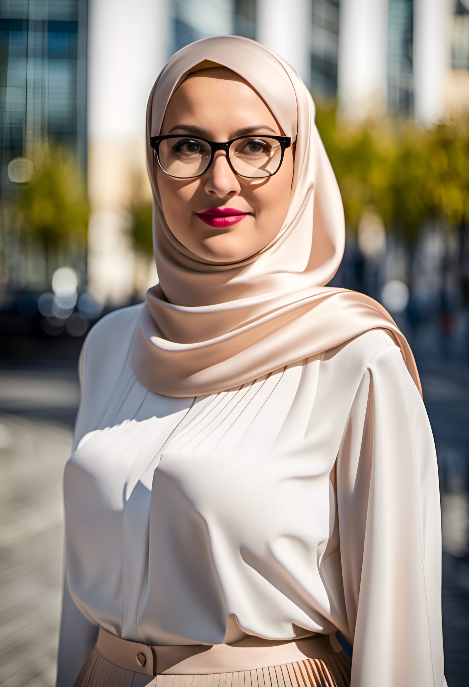 Portrait of Woman in Hijab Walking in City