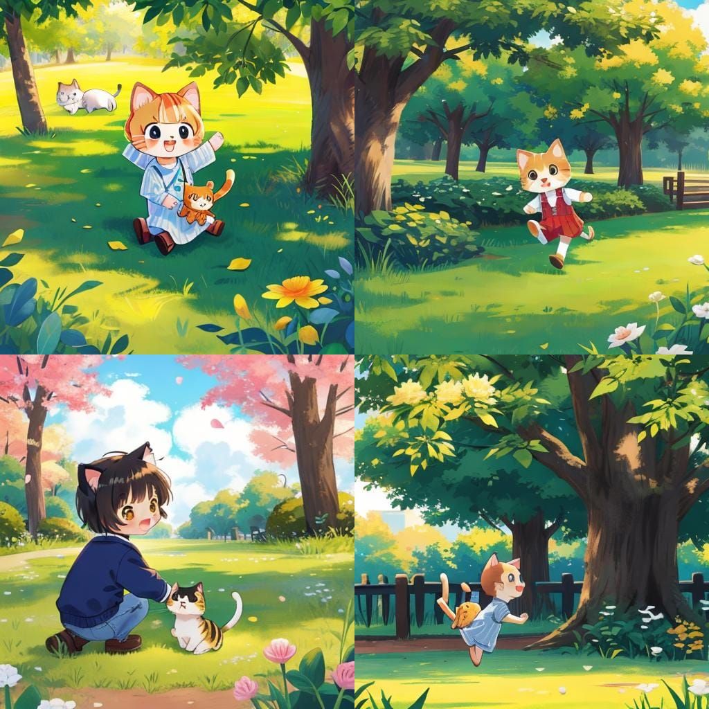 Cute Kitten Playing in the Park