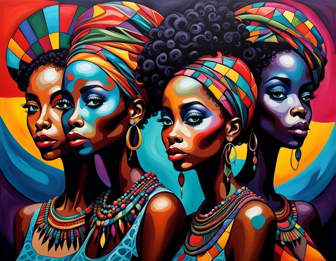 Abstract African American Women in Fantasy Style
