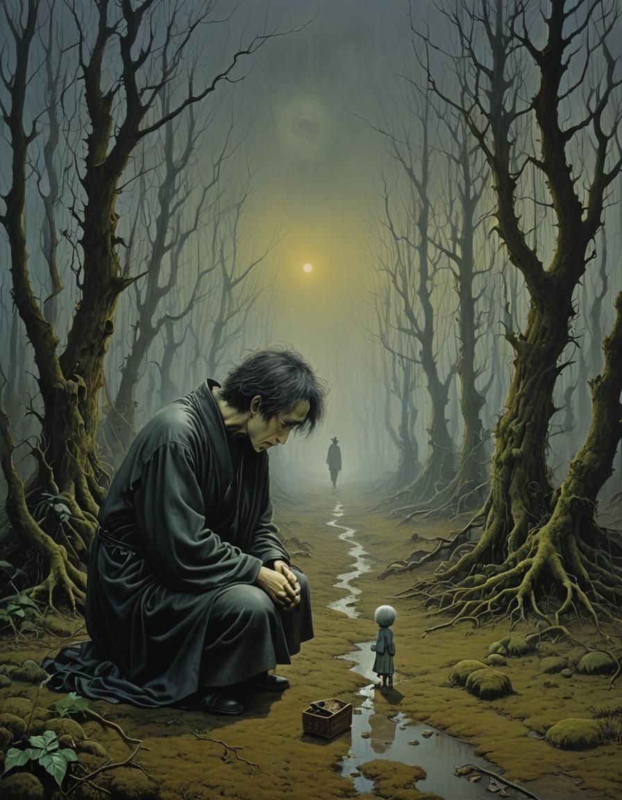 Disturbing Dark Fantasy, Gothic Horror Illustration