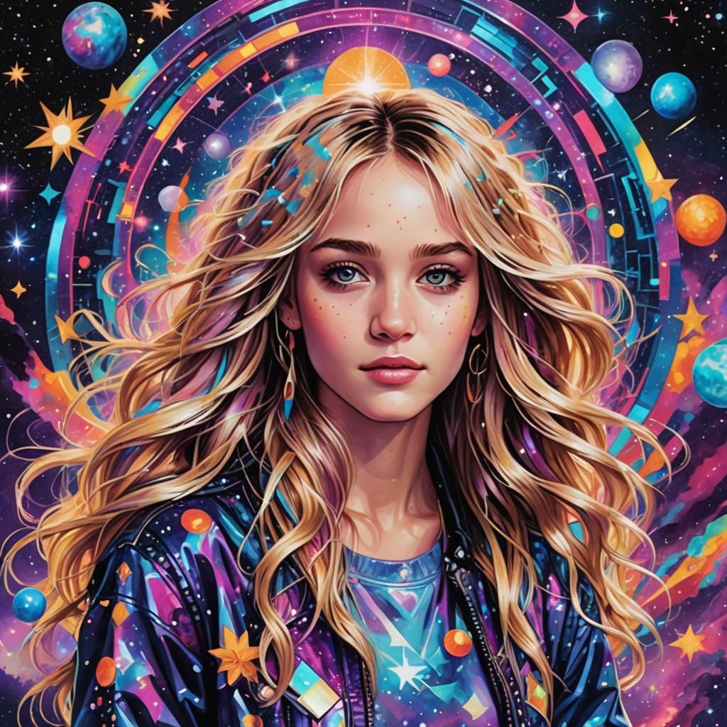 Holographic Hannah Montana in Cosmic Astral Art