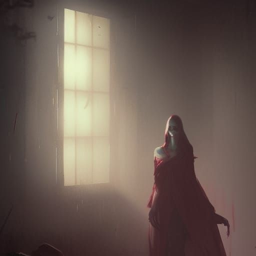 Sinister Rose in Abandoned Room, Greg Rutkowski Style