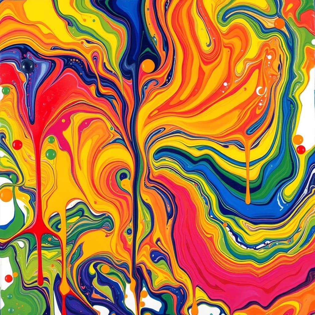 Dynamic Abstract Composition in Expressive Oil Paint Style