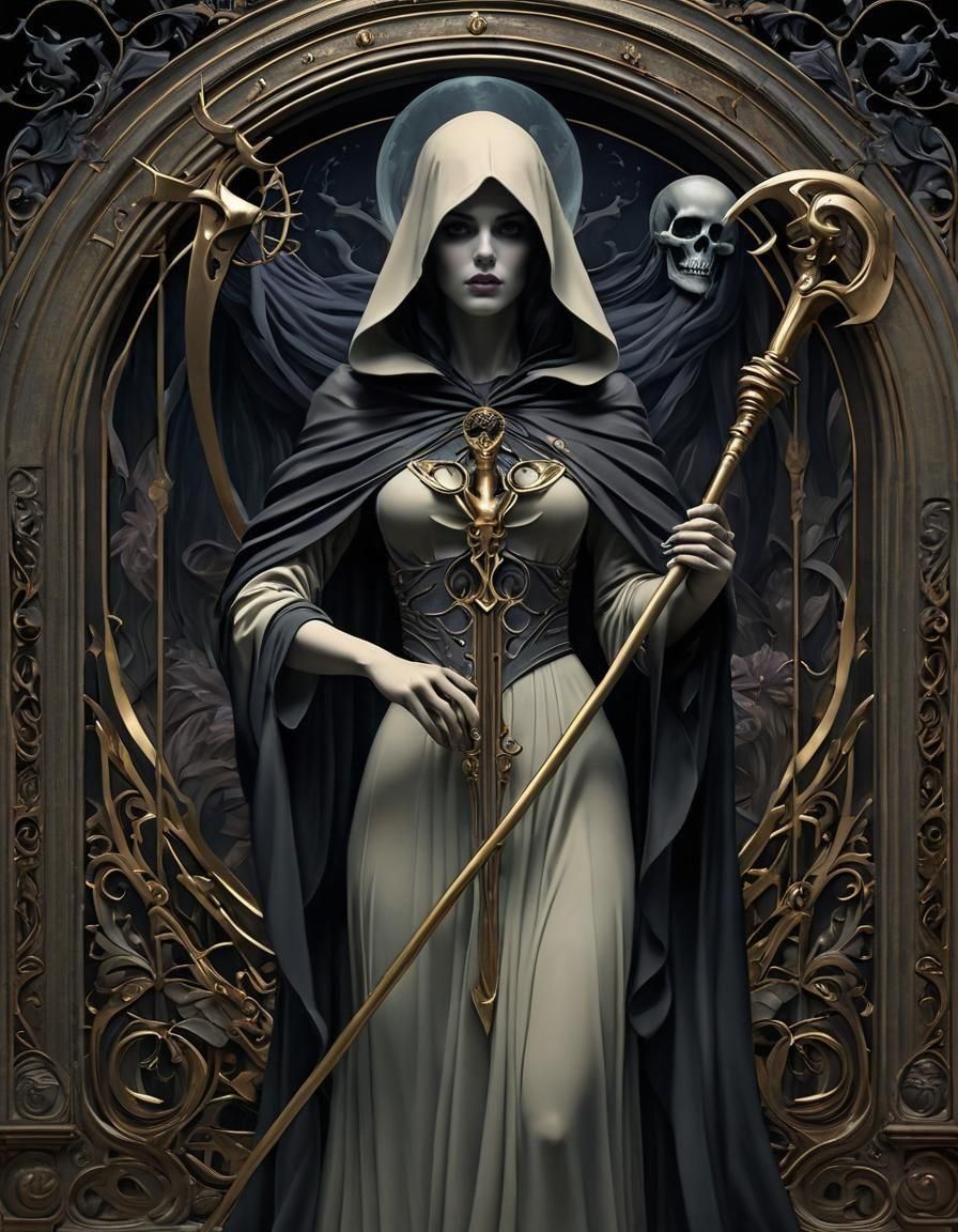 Lana Del Rey as Grim Reaper in Art Nouveau Style