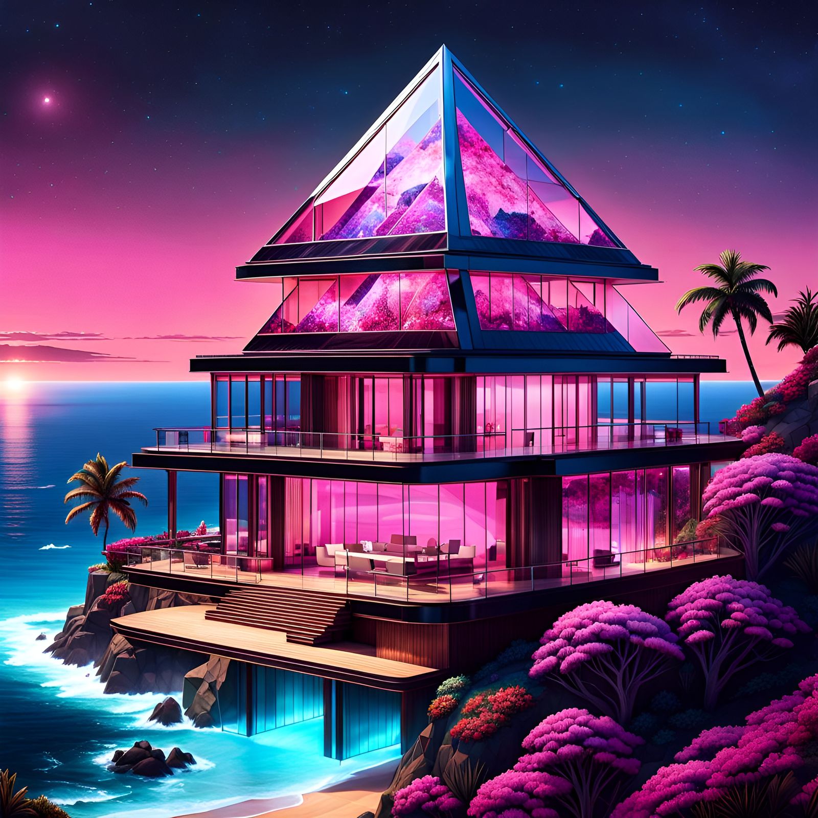 Sci-fi Pyramid Pink Crystal House π
π π 4x