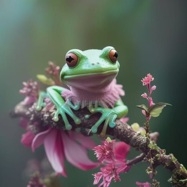 Realistic Treefrog in Rainbow Gradient