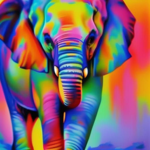 Cute Baby Elephant: Abstract Art in Complementary Colors