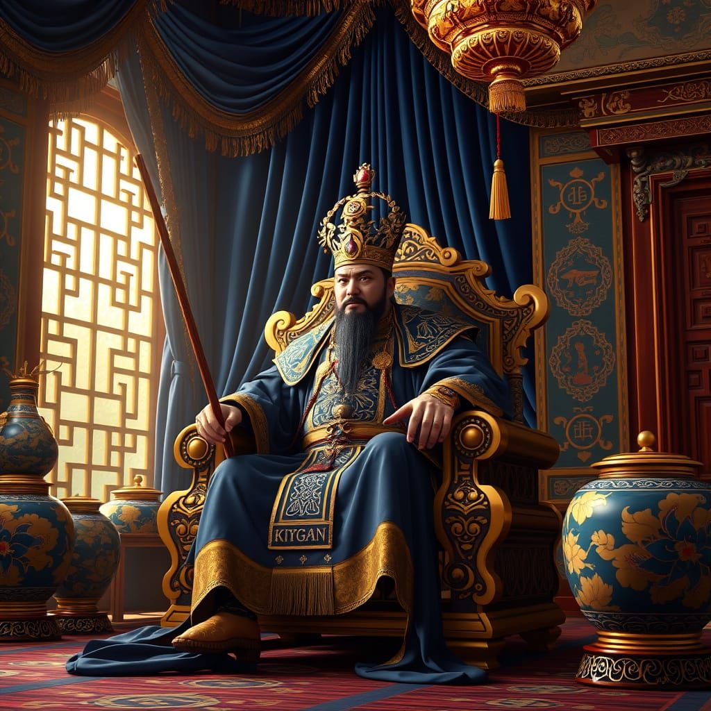 Mongol Emperor on His Golden Throne
