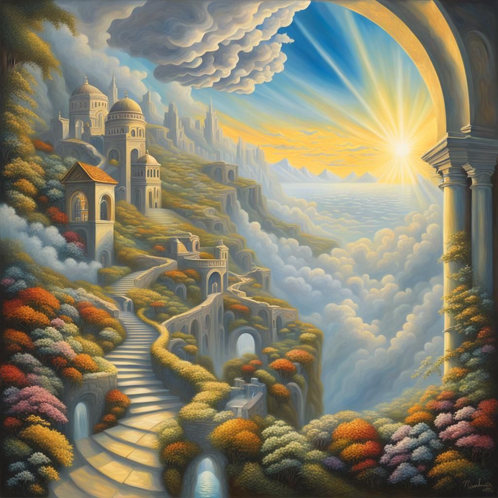 Interdimensional Realities Collide: A Surreal Oil Painting