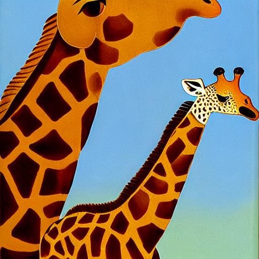 A Giraffe Amidst a Brown Sugar Landscape in Impressionist St...