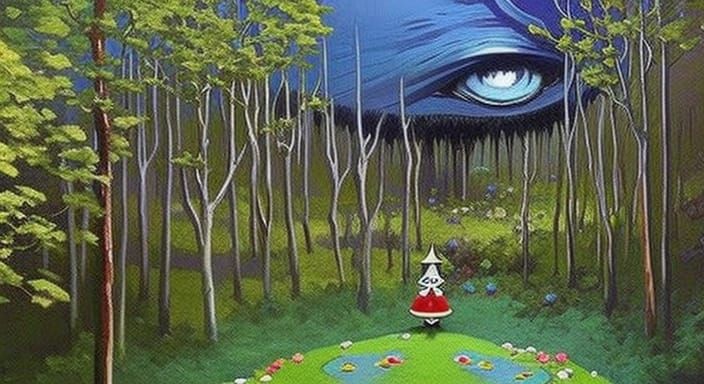 Surreal Dark Fantasy Masterpiece in Ghibli-Monet-Burton Styl...