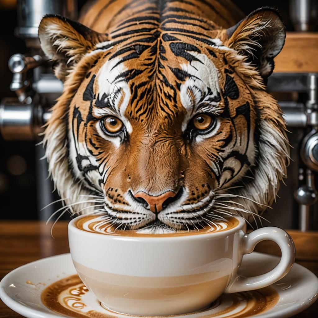 Tiger Latte Art: Macro Coffee Photography